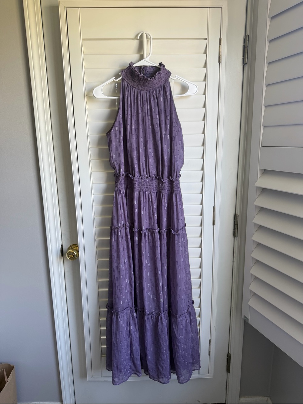 Taylor Lavender High-Neck Tiered Maxi Dress sz 8 wedding guest formal event